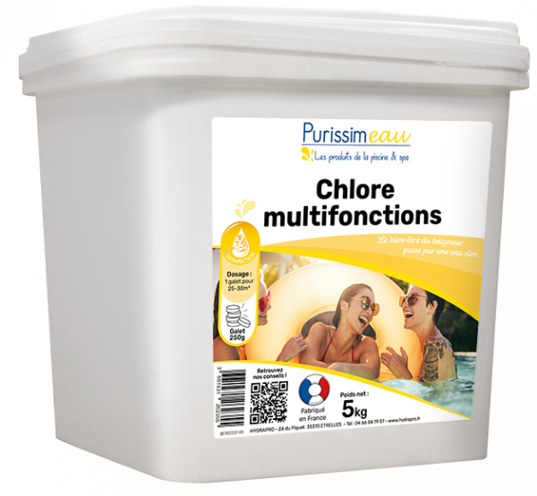 Galet multi fonctions chlore floculant algicide piscine 5 kg