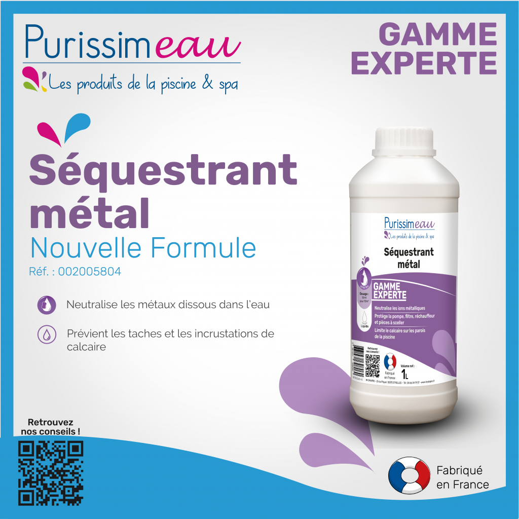 Visuel produit Séquestrant métal.
Nouvelle formule.
Référence : 002005804
Neutralise les métaux dissous dans l'eau.
Prévient les taches et les incrustations de calcaire.